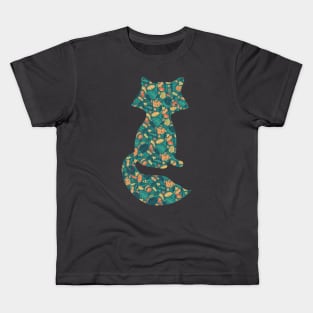 Foxes in a Colorful Jungle With Flowers - Silhouette Kids T-Shirt